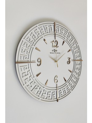 PremiumPort Şık Beyaz ve Altın Renkli 50X50CM Sessiz Duvar Saati