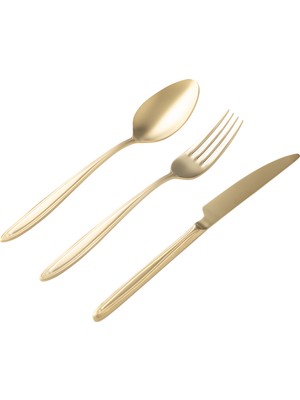 Mudo Home ESSEN 18 PARÇA YEMEK ÇATAL KAŞIK BIÇAK SETİ MAT GOLD