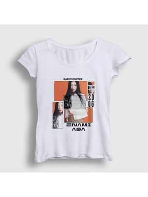 Presmono Kadın Beyaz Camera Enami Asa Babymonster T-Shirt
