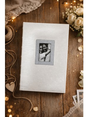 Angelphoto  33X23 cm Siyah Örgülü / Beyaz Yaldızlı 300 Fotoğraf Albüm (10X15) – 3 Foto/sayfa, Anı Not