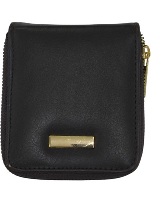 Piramit Bayan Yandan Takozlu Cüzdan Koyu Kahverengi