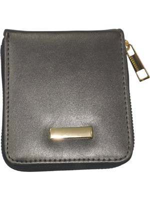 Piramit Bayan Yandan Takozlu Cüzdan Gri