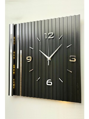 PremiumPort Modern 48X48CM Işıklı Pilli LED Duvar Saati, Şık ve Şeffaf Tasarım