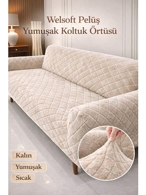 Btf Home Yumuşacık Welsoft Lastikli 3 Kişilik Koltuk Örtüsü Kaymaz Esnek ve Yıkanabilir Koltuk Kılıfı