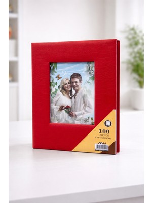 Angelphoto  15X21 Fotoğraf Albümü – Ince Kapaklı, 100 Foto Kapasiteli, Yandan Girişli (Siyah / Beyaz / Kırmızı)