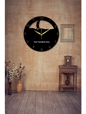 PremiumPort Atatürk Temalı Ahşap Duvar Saati 40X40CM, Isim Yazdırılabilir, Şık Tasarım