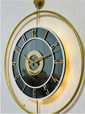 PremiumPort Şeffaf Camlı Metal Duvar Saati 50X70 Cm, Işıklı, Modern ve Şık Tasarım