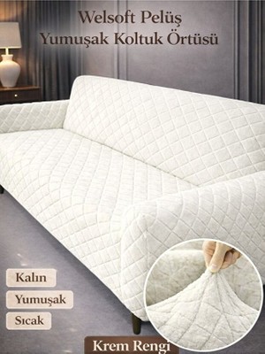 Btf Home Yumuşacık Welsoft Lastikli 3 Kişilik Koltuk Örtüsü Kaymaz Esnek ve Yıkanabilir Koltuk Kılıfı