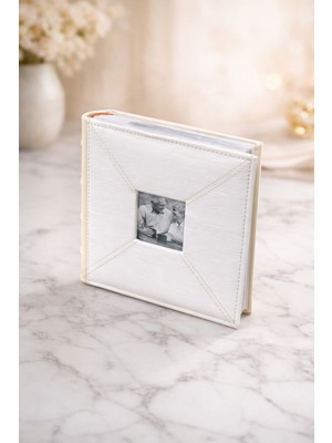 Angelphoto  13X18 Çapraz Dikişli Beyaz Kare Fotoğraf Albümü 100 Fotoğraflık – Hatıra Yazı Alanlı