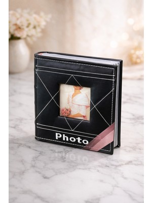 Angelphoto  13X18 Siyah Dikişli Kare Fotoğraf Albümü 100 Fotoğraflık – Hatıra Yazı Alanlı
