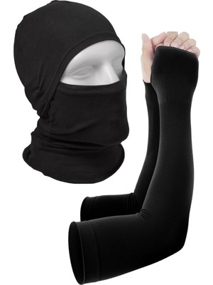 Motorcu Kurye Için Kol Koruyucu Kol Koruma Kılıfı + Koruyucu Maske Set 2li Termal Set Kol Yüz Korur