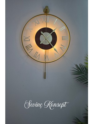 PremiumPort Modern Led'li Altın Roma Tiktok Büyük Boy Metal Duvar Saati