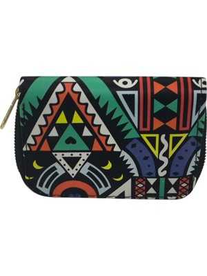 Piramit Bayan Cüzdan Etnik Desen Renkli