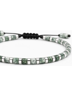 Alnis Atelier Yosunlu Akik Doğal Taş Bileklik