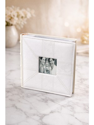 Angelphoto  13X18 Çiçek Desenli Beyaz Kare Fotoğraf Albümü 100 Fotoğraflık – Hatıra Yazı Alanlı