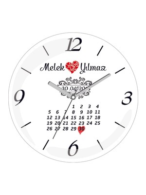 PremiumPort Kişiye Özel Evlilik Yıldönümü Çap 30 Bombeli Gerçek Cam Duvar Saati