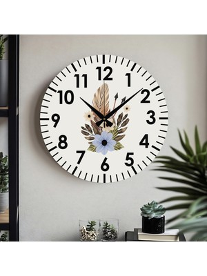 PremiumPort Çiçek Desenli Dekoratif Uv Baskılı Sessiz Duvar Saati, Metal Mekanizma