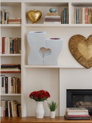 Ceku Home Tasarım Ikili Kalp Biblo Mumluk