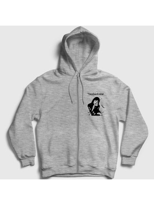 Presmono Unisex Gri Peace Beabadoobee Beatrice Bea Kristi Fermuarlı Kapüşonlu Sweatshirt