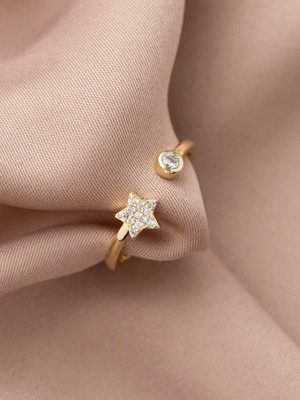 Xuping Yıldız Model Özel Tasarım 14K , Gold , Sarı Renk Çelik Yüzük