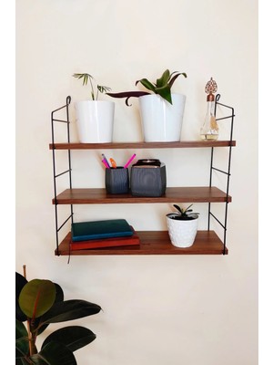 Irmak Mobilya 3 Lü Duvar Rafı Dekoratif Banyo Mutfak Rafı Siyah Metal 3 Katlı Duvar Rafı