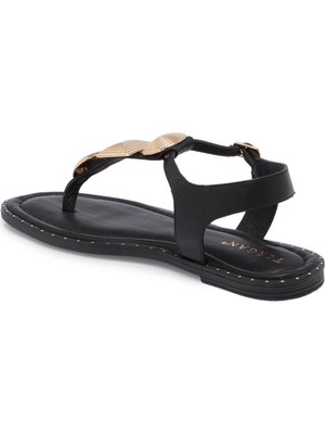 Tergan Siyah Hakiki Deri Kadın Sandalet - K25Y1SN67781-A23