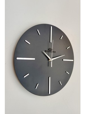 PremiumPort Şık Aynalı Duvar Saati, Siyah Gümüş, Sessiz Mekanizma, 37X37CM