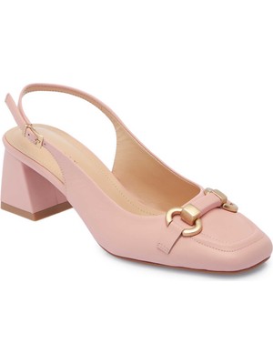 Tergan Pembe Hakiki Deri Kadın Topuklu Ayakkabı - K25Y1AY67802-A60