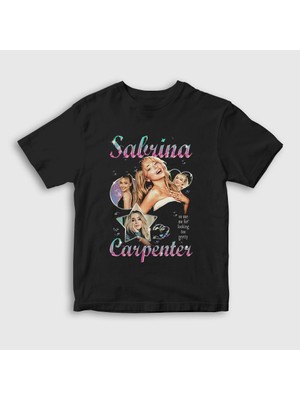 Presmono Unisex Çocuk Siyah Pretty Sabrina Carpenter T-Shirt
