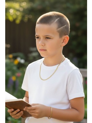 Derokas Çocuk Tasarım Eşref Tek Kolye Bileklik Set Kararmaz Alerji Yapmaz