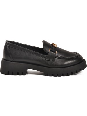 Ayakmod Siyah Cilt Kadın Günlük Ayakkabı 547825 Z