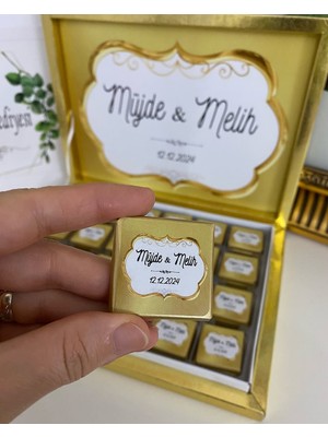 Siyah Lale Baskılı Kutulu Çikolata  Nikah, Söz, Nişan Hediyelik - 225 Adet