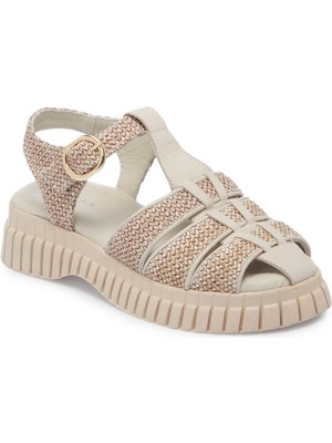 Tergan Bej Hakiki Deri Kadın Sandalet - K25Y1SN67865-A25