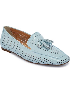 Tergan  Mavi Hakiki Rugan Deri Kadın Loafer - K25I1AY67912-J59