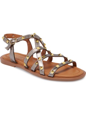 Tergan  Platin Hakiki Deri Kadın Sandalet - K25Y1SN67778-M4Q