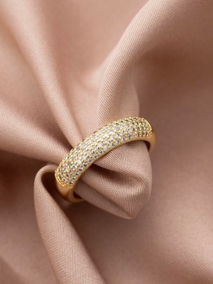 Xuping Zirkon Taşlı Özel Seri 14K , Gold , Sarı Renk Tasarım Ayarlanabilir Çelik Yüzük