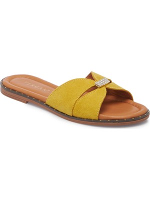 Tergan  Sarı Hakiki Süet Deri Kadın Terlik - K25Y1TR67779-U28