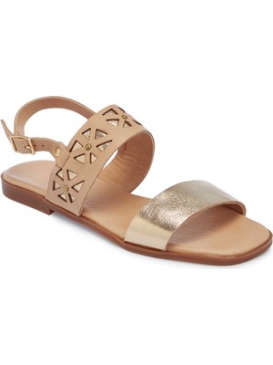 Tergan  Bej Hakiki Deri Kadın Sandalet - K25Y1SN67889-U6S