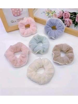 Efna Store Inci Detaylı Tüylü Peluş 11 cm Simit Toka(1 Adet)