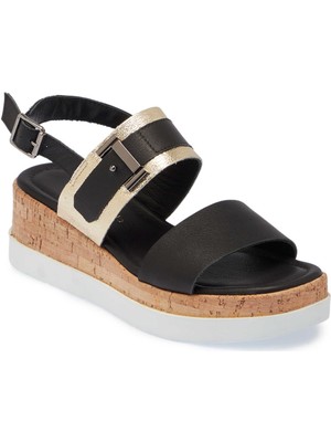 Tergan Siyah Hakiki Deri Kadın Sandalet - K25Y1SN67860-A23