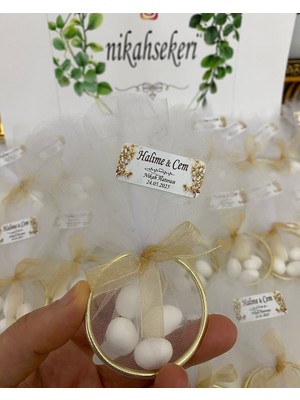 Siyah Lale Halka Nikah Şekeri Fıstık Şekerli Söz, Nişan Hediyelik - 25 Adet