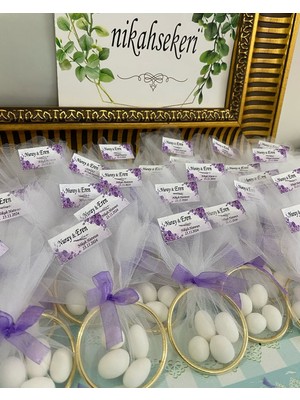 Siyah Lale Halka Nikah Şekeri Fıstık Şekerli Söz, Nişan Hediyelik - 100 Adet