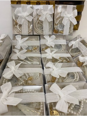 Siyah Lale Inci Tesbih ve Epoksi Set Nikah, Söz, Nişan Hediyelik - 75 Adet