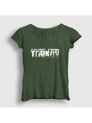 Presmono Kadın Haki Logo Escape From Tarkov T-Shirt