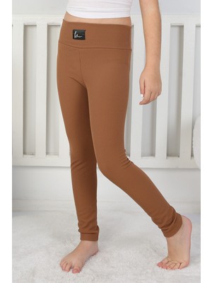 buğrahayalin Şardonlu Fitilli Kumaş Arma Detaylı Kız Çocuk Günlük Tayt