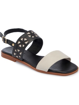 Tergan  Siyah Hakiki Deri Kadın Sandalet - K25Y1SN67889-A23