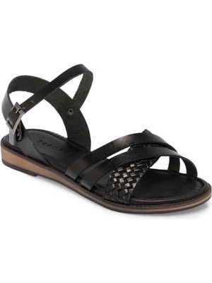 Tergan Siyah Deri Kadın Sandalet - K25Y1SN68069-A23