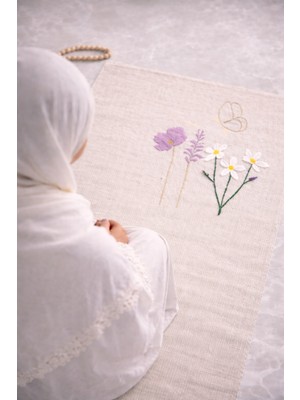 Perde Plus Minimal Işlemeli Keten Seccade Namazlık - Çeyizlik Hediyelik Çanta Seccadesi