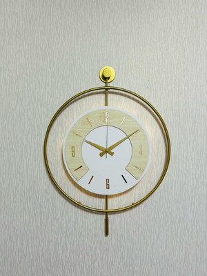 PremiumPort 50X70 cm Metal ve Ahşap Uyumu Duvar Saati, Şık ve Modern Dekorasyon