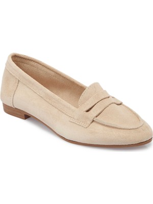 Tergan Bej Hakiki Süet Deri Kadın Makosen - K25I1AY67762-B79